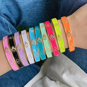 Bijoux tendance tendance <span class=keywords><strong>en</strong></span> plaqué or, émail coloré, bracelet de manchette ouvert à la main pour femmes, vente <span class=keywords><strong>en</strong></span> gros - Product Image 5