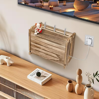 Boîte de rangement murale de luxe en bois pour routeur Wi-Fi avec logo personnalisé, plateau Wi-Fi en bois