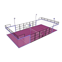 Kit de terrain de padel super panoramique à prix direct usine, installation rapide, avec verre trempé 20x10m, gazon artificiel et éclairage LED