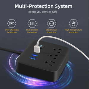 Multi Plug <span class=keywords><strong>Outlet</strong></span> Extender Overspanningsbeveiliging Stekker Platte Stekker Wandmontage Bureau Usb Oplaadstation Voor Thuiskantoor - Product Image 3