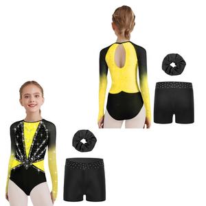 Tenue de gymnastique et de danse pour filles de 6 à 16 ans, justaucorps avec short, pour spectacles sur scène, compétitions, fabricant de vêtements de danse - Product Image 2
