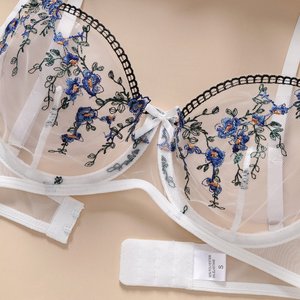 New Arrival Floral Embroidered Mesh Lingerie <b>Set</b> Cute <b>Sexy</b> Underwire Push Bodysuit Push up Lingerie <b>Set</b> - Product Image 6