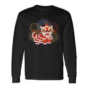 Camiseta de manga larga con diseño de danza del león para el Año Nuevo Chino, diseño de celebración del Año Nuevo Lunar - Product Image 1