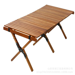 โต๊ะพับไม้กลางแจ้ง 90x60x45 ซม. โต๊ะพกพาสำหรับตั้งแคมป์ทรงสี่เหลี่ยมฐานไขว้ - Product Image 4