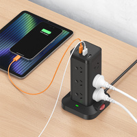 Multiprise tour de 12 prises avec protection contre les surtensions et station de charge électrique, compatible AU