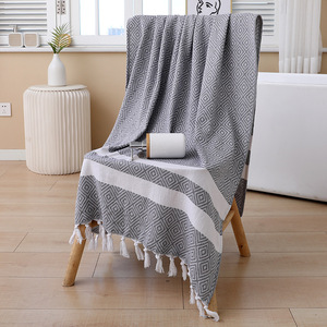 Toalla de <span class=keywords><strong>Playa</strong></span> Turca de Algodón Orgánico Jacquard Personalizada, Ultra Suave, Tipo Lino, para Baño, Hammam, Libre de Arena, Individual - Product Image 1