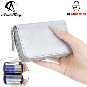 Porte-cartes RFID AndoBag, porte-cartes en cuir véritable avec plusieurs emplacements pour cartes, petit portefeuille portable pour un usage quotidien 1906 - Product Image 1
