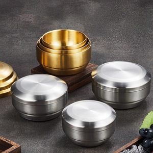 Korean Style 304 Stainless Steel Rice Bowl With Lid Double Layer Airtight Home Use Soup Children Cooking Kimchi Bowl - Product Image 2