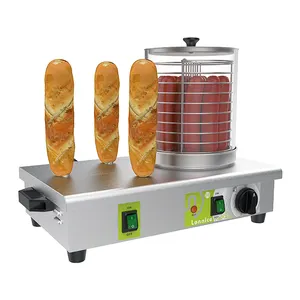 Commercial Stick Baguette Hot Dog Bun Warmer Snack Making Machine 220V/525W With Sausage Glass Container Steamer