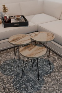 Set of 3 Nesting END <b>Tables</b> - Round Stacking Cheap <b>Coffee</b> <b>Tables</b> for <b>Small</b> Spaces Bedside <b>Table</b> for Living Room - Product Image 5