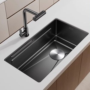 Fregadero de Cocina Grande de un Solo Tazón, Acero Inoxidable 304, 5MM de Grosor, Textura Martillada, Diseño Volcánico - Product Image 1