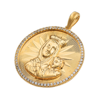 Pendentif religieux en or 18k Zircon cubique chaîne personnalisée vierge marie
