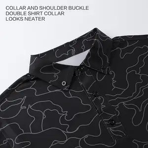 Venta al por mayor de poliéster Spandex tela de algodón logotipo personalizado de impresión de 4 vías estiramiento de secado rápido Slim Fit Golf Polo camiseta para hombres