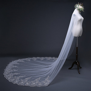 Commercio all'ingrosso Da Sposa In Pizzo Veli Da Sposa Accessori Donna 3M/4M/5M Uno Strato Bianco Avorio Lungo tulle Mariage Cappella Veli Da Sposa Con Pettine - Product Image 2
