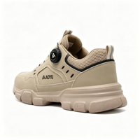 Nouvelles Chaussures de Sécurité à Bouton Rotatif pour Hommes, Protection du Travail Anti-Écrasement et Anti-Perforation, Chaussures de Travail Basses pour Hommes
