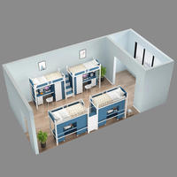 XIGYC-001 Table de lit moderne pour étudiant intégrée à une armoire superposée, lit double surélevé en métal pour dortoir, appartement économique, chambre à coucher, hôtel