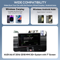 Interface vidéo sans fil Exploter LVDS RGB CarPlay Android Auto pour Audi A6 A7 2016-2018 système MMI-3G+ unité principale 7 pouces