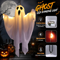 Fantômes suspendus d'Halloween à LED, fantômes volants, 3 modes, alimentés par piles, pour décoration extérieure et intérieure, arbre, cour, véranda, chambre