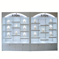 Vitrine de présentation de montres en bois élégante et personnalisée avec éclairage LED, porte en verre écologique, design de boutique, comptoir à bijoux