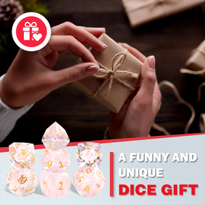 ชุดลูกเต๋า DnD 7 ชิ้น ทำมือจากคริสตัลแก้ว K9 สีชมพู ผสมเรซิ่น รูปทรงหลายเหลี่ยม พร้อมลูกเต๋าอัญมณี D6/D20 หลายเหลี่ยม - Product Image 4