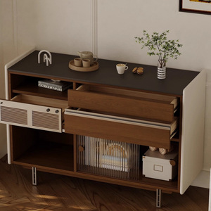 Cherry Wood <b>Sideboard</b> Storage Cabinet French Retro Style Small Apartment Wall Mounted Entryway Furniture - Product Image 2