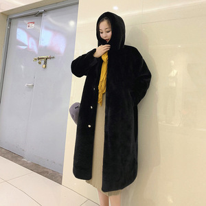 Manteau d'hiver chaud à capuche en fausse fourrure, élégance et tempérament pour femme, imitation fourrure de lapin rex, fourrure de <span class=keywords><strong>renard</strong></span>, manteau épais et ample - Product Image 2