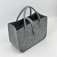 Sac fourre-tout en feutre pliable et durable avec poignées renforcées et bouton, sacs d'épicerie réutilisables personnalisés de taille moyenne