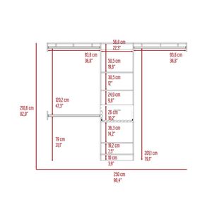 Sistema de Armario <span class=keywords><strong>Manchester</strong></span> 250, Cinco Estantes Abiertos, Un Cajón, Tres Barras Metálicas - Nogal Oscuro - Product Image 6