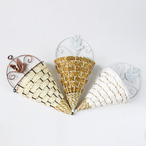 <span class=keywords><strong>Panier</strong></span> de planteur mural, tissu en rotin métallique, décoration suspendue pour suspension de fleurs - Product Image 2