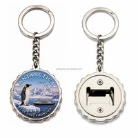Porte-clés décapsuleur 100% personnalisé en alliage de zinc, forme bouchon de bouteille Antarctique, Pingouin, Bateau de croisière, Expédition polaire, Cadeau en gros pour les boutiques touristiques