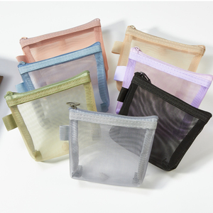 Túi Đựng Mỹ Phẩm Nhỏ Son Môi Phụ Kiện Trang Điểm Đồng Xu Chìa Khóa Tổ Chức Lưới Nylon Trong Suốt Làm Đẹp Cô Gái Dây Kéo Túi Du Lịch Đóng Gói - Product Image 2