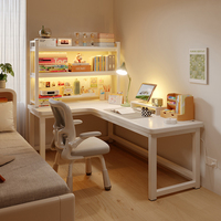 Bureau d'angle en forme de L avec étagère intégrée Bureau d'étude/d'ordinateur en bois réglable pour la chambre à coucher et la maison