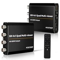 Xput Commutateur multi-visionneur 4 canaux SDI 4x1 Quad 4K 30Hz avec sortie HDMI, processeur vidéo pour affichage partagé plein écran pour la sécurité