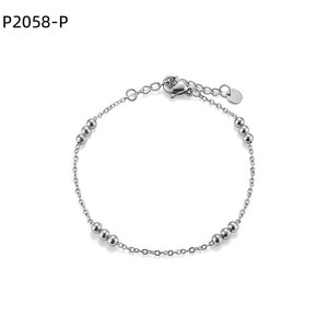 Amy Amy Fashion <b>Bracelet</b> P2058 Stainless Steel Chain <b>Ball</b> Design Women's Silver Plated Classic Style Gift Jewelry - Product Image 1