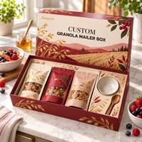 Boîte d'expédition rigide personnalisée pour granola, conception de boîte d'emballage imprimée CMYK, carton cadeau laminé brillant