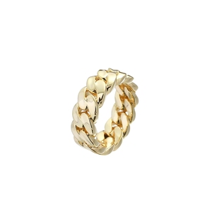 Hip-Hop 6mm 8mm 10mm Glänzende Vergoldete Messing Miami Cuban Ringe Rapper Cuban Link Kettenring Schmuck Großhandel - Product Image 5