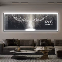 Horloge murale numérique LED moderne de grande taille pour salon, salle à manger, décoration murale animale, peinture murale