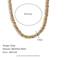 Nouvel ensemble collier et bracelet cercle bicolore en acier inoxydable plaqué or 18 carats, fait main, style minimaliste européen, bijoux de mode quotidiens pour femme
