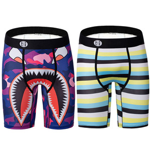 Caleçons Boxers <span class=keywords><strong>Homme</strong></span> Tricotés Respirants à Taille Mi-Haute, Imprimé Dessin Animé, Séchage Rapide, Effet Ventre Plat, Longueur Étendue, Sous-vêtements de Sport et Fitness - Product Image 5