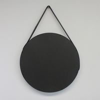 Miroir rond noir de 20 pouces, miroir mural décoratif en cuir suspendu pour chambre à coucher, salle de bain, salon, coiffeuse