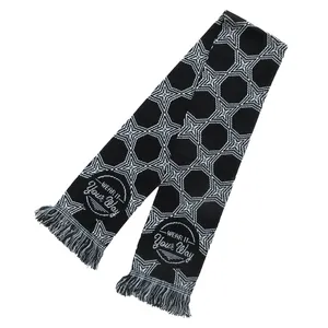 Customized Black Winter Acrylic Sports Soccer Scarf for Men