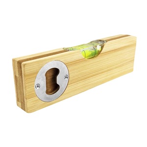 Ouvre-bouteille en bois avec niveau intégré, design plat 2 en 1, couleur naturelle, noyau en acier inoxydable, pour usage domestique - Product Image 4