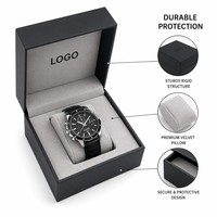 Boîtes à montres en carton rigide noir de luxe, emballage OEM, présentoir de cadeaux avec logo personnalisé, Scatola Orologio