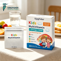 KingFisher Bandes Orales Dissolvables Rapides pour Enfants, Huile de Poisson Oméga 3 EPA DHA 1000mg, Soutien Cœur et Yeux, Film Oral Portable pour Enfants