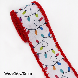 Cinta Decorativa Navideña EMagic con Borde de Alambre, 2.5 Pulgadas, Diseño de Bastones de Caramelo, Bayas de Acebo y Yute, para Envolver Regalos y Decorar el Árbol de Navidad - Product Image 3