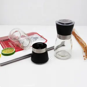 condimentos especias azafrán Suppliers-Jarra plástica de vidrio para condimentos, recipiente para especias, sal, pimienta, agitador, tarros