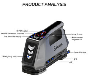 Compresseur d'air numérique 150 PSI à double alimentation (AC/DC) avec lumière LED, manomètre et débit de 25 L/min pour gonflage de pneus et éclairage d'urgence - Product Image 2