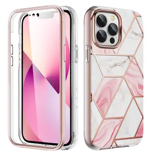 2022 BESTSOLD Original Released Luxury Marble Phone Case with Built-in Screen Protector for iPhone 12 13 14 Pro Max Phone Case