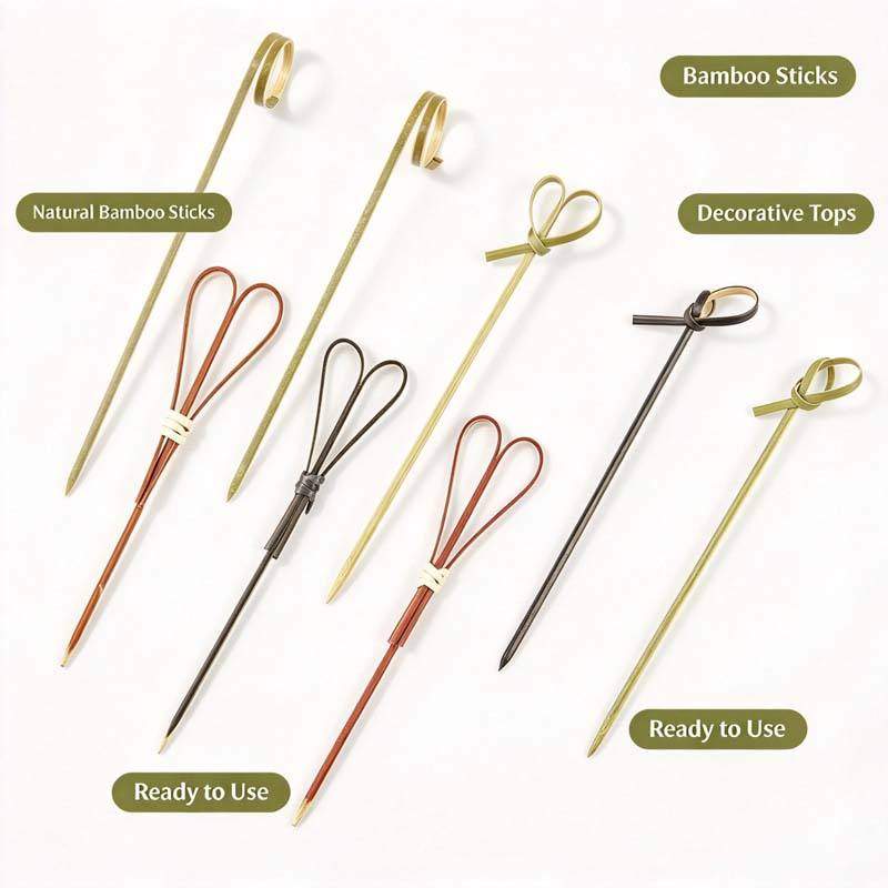 Eco Natural Bamboo Kite Stick Knot Skewer Appetizer Toothpicks Fruit ...