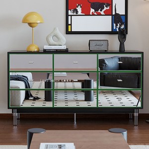 Minimalist <b>Mirrored</b> Dresser Stainless Steel Nine Drawer Storage Cabinet For Bedroom Living Room - Product Image 1